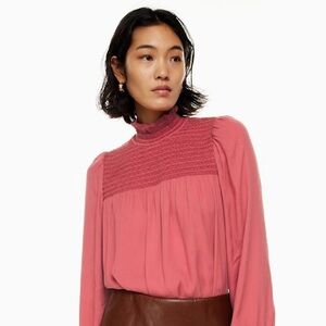 Wilfred Smocked Pink Long Sleeve Blouse